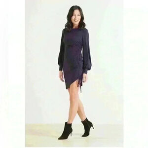 NWT- Revolve Susana Monaco Long Sleeve Ruched Bodycon Dress Sz XS Color Eggplant